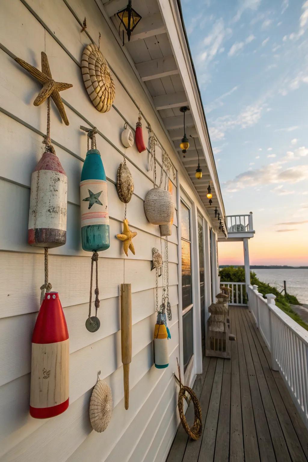 Nautical wall decor adds a playful coastal element.