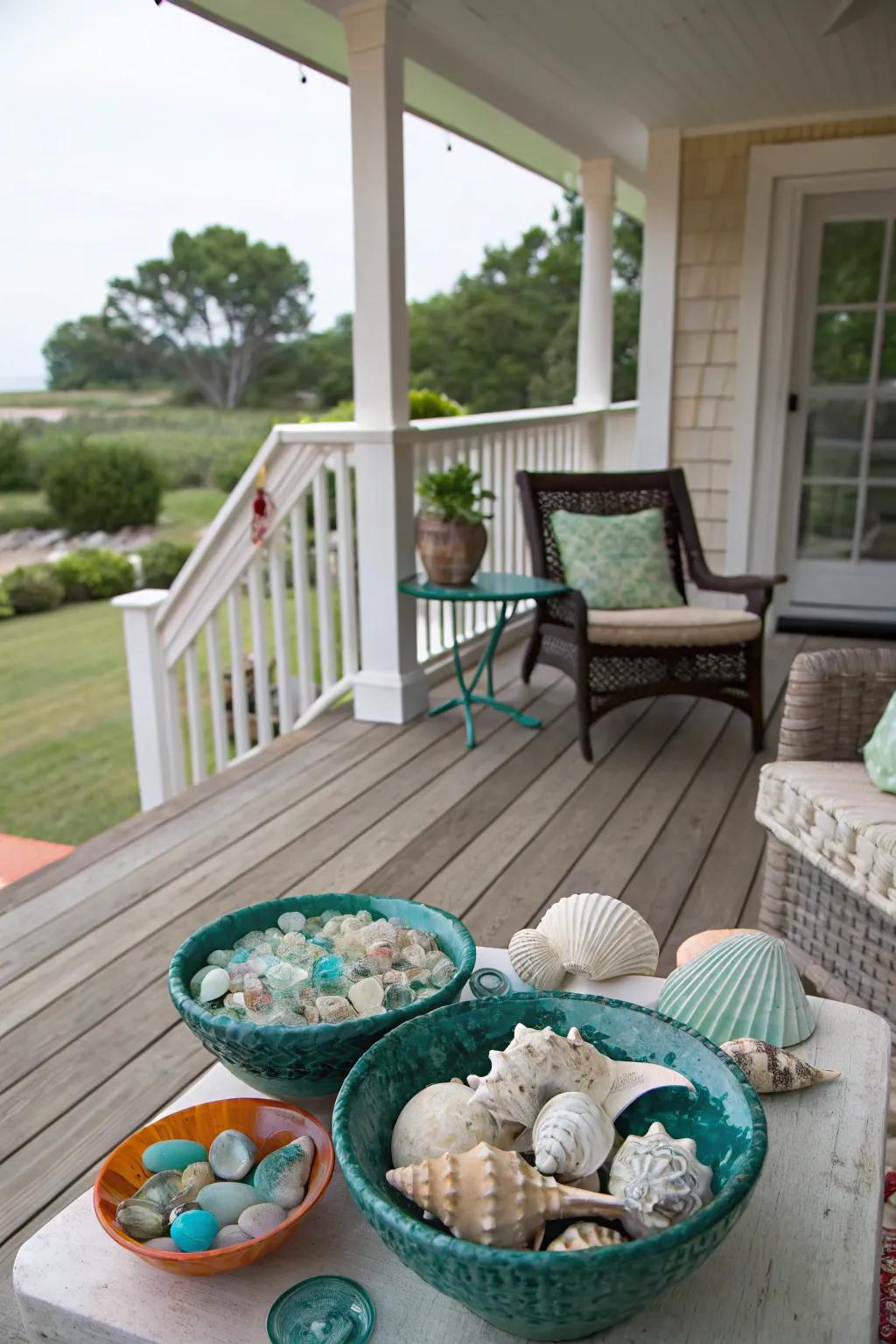 Shell accents bring subtle seaside charm to your porch.