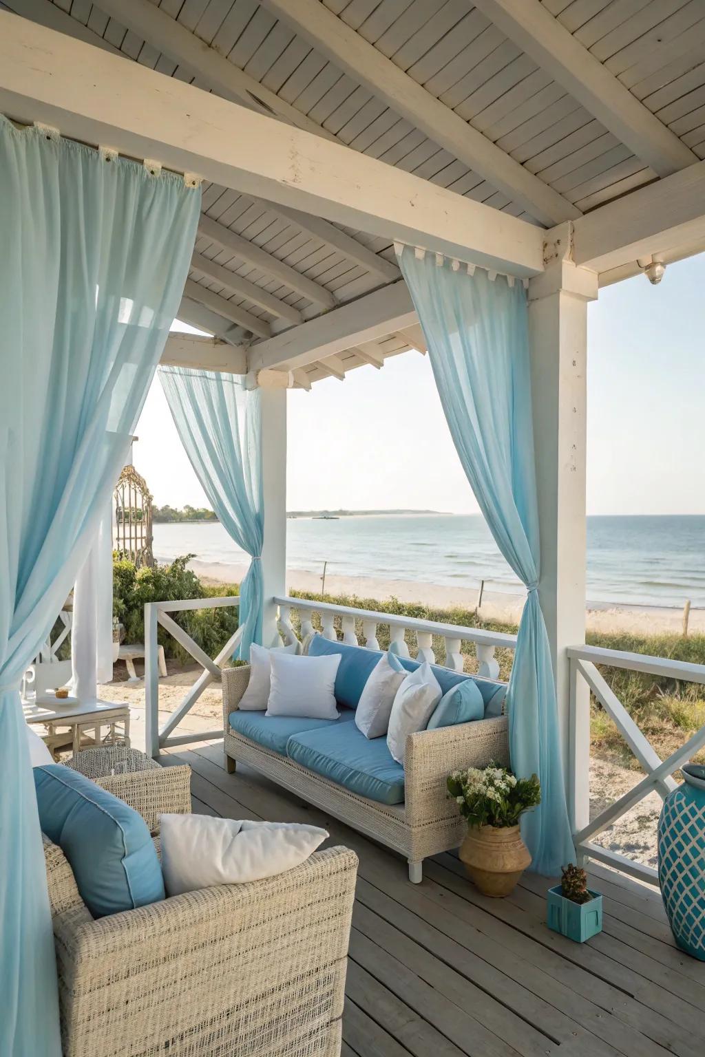 Soft, neutral colors set a tranquil coastal mood.