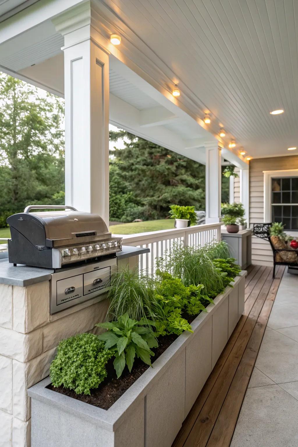 Built-in planters keep your porch lush and lively.