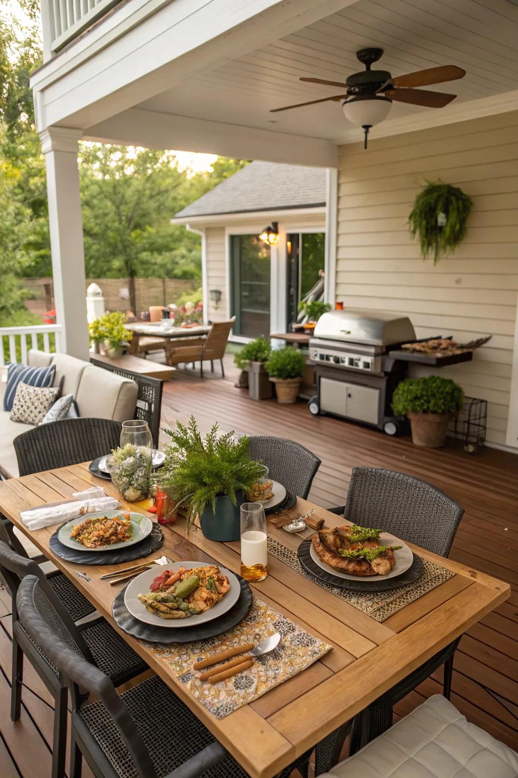 A dining table transforms your porch into an outdoor dining room.