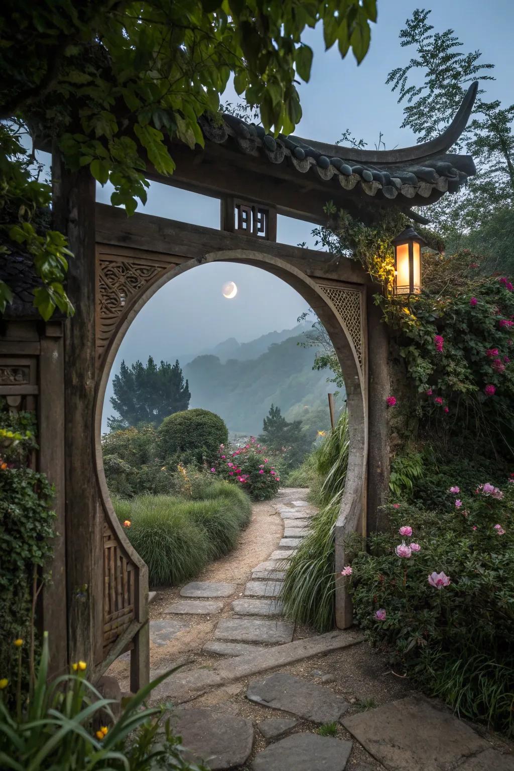 Moon gates: A grand entrance to serenity.