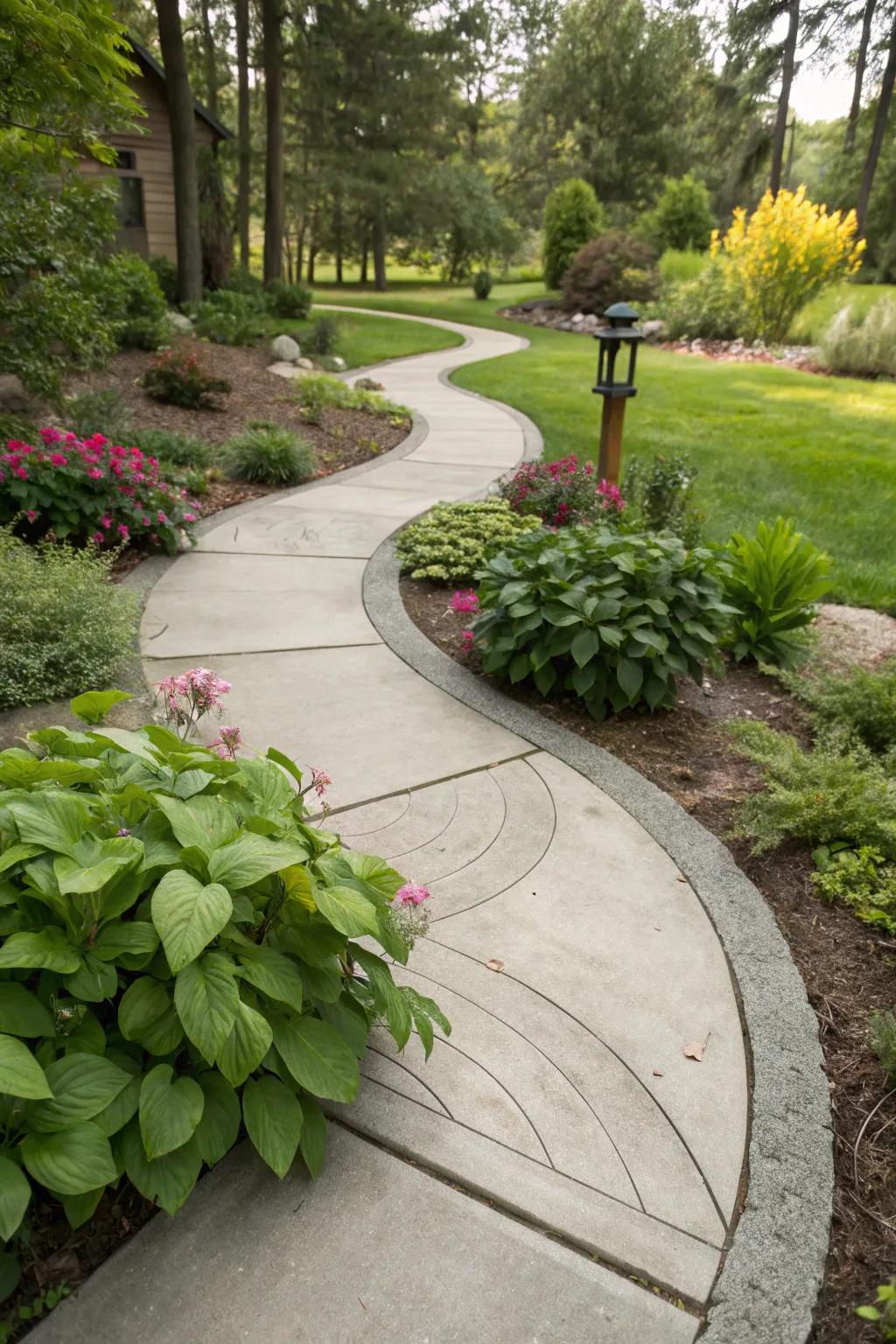 A spiral walkway invites exploration and adds interest.