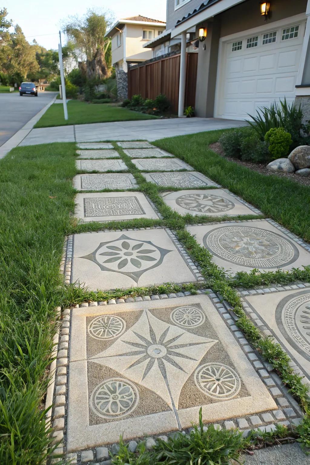 A modern mosaic driveway design.