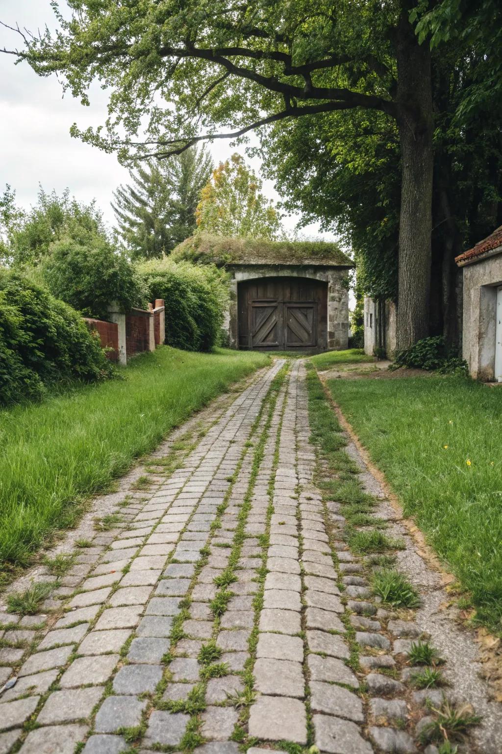 Vintage vibes with cobblestone concrete.