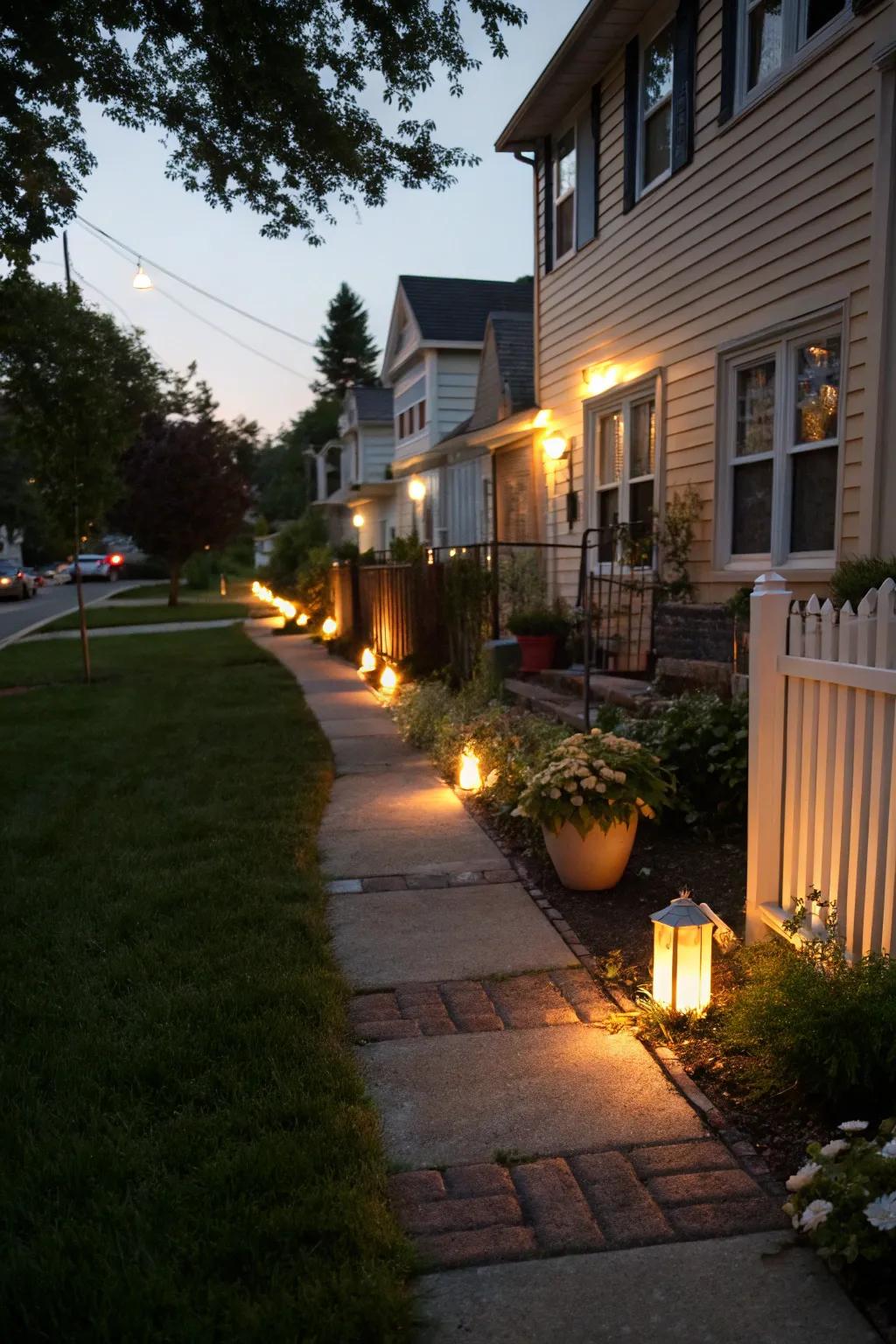 Landscape lighting adds warmth and safety at night.