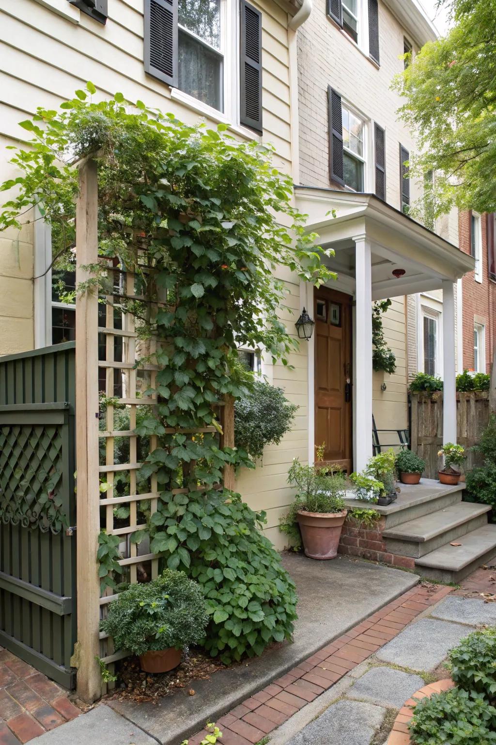 Vertical elements add height and interest to your front yard.