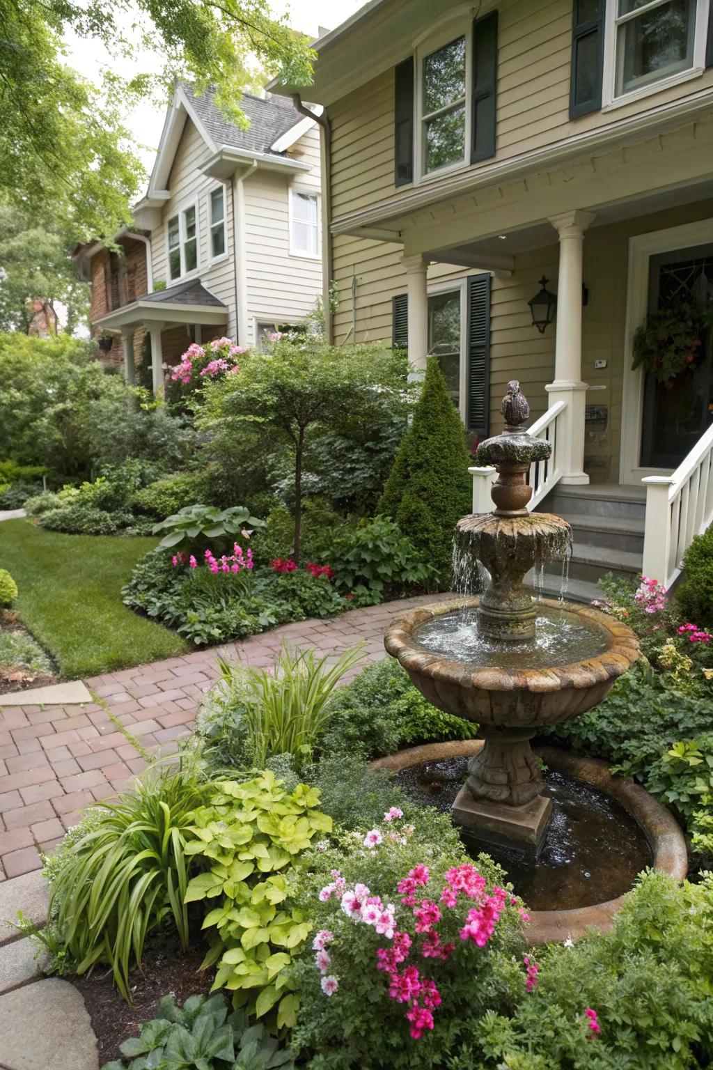A water feature adds serenity and a touch of elegance.