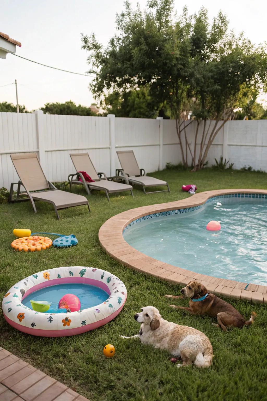 A pet-friendly pool with shallow ledges for furry companions.