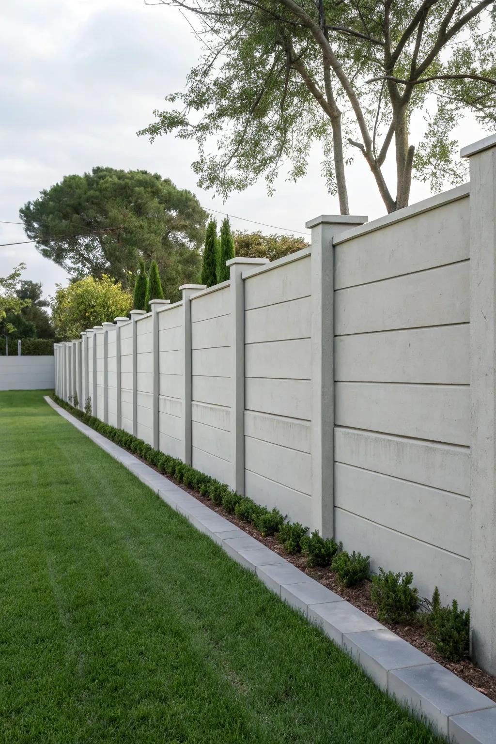 Privacy and style combined in a tall concrete fence.