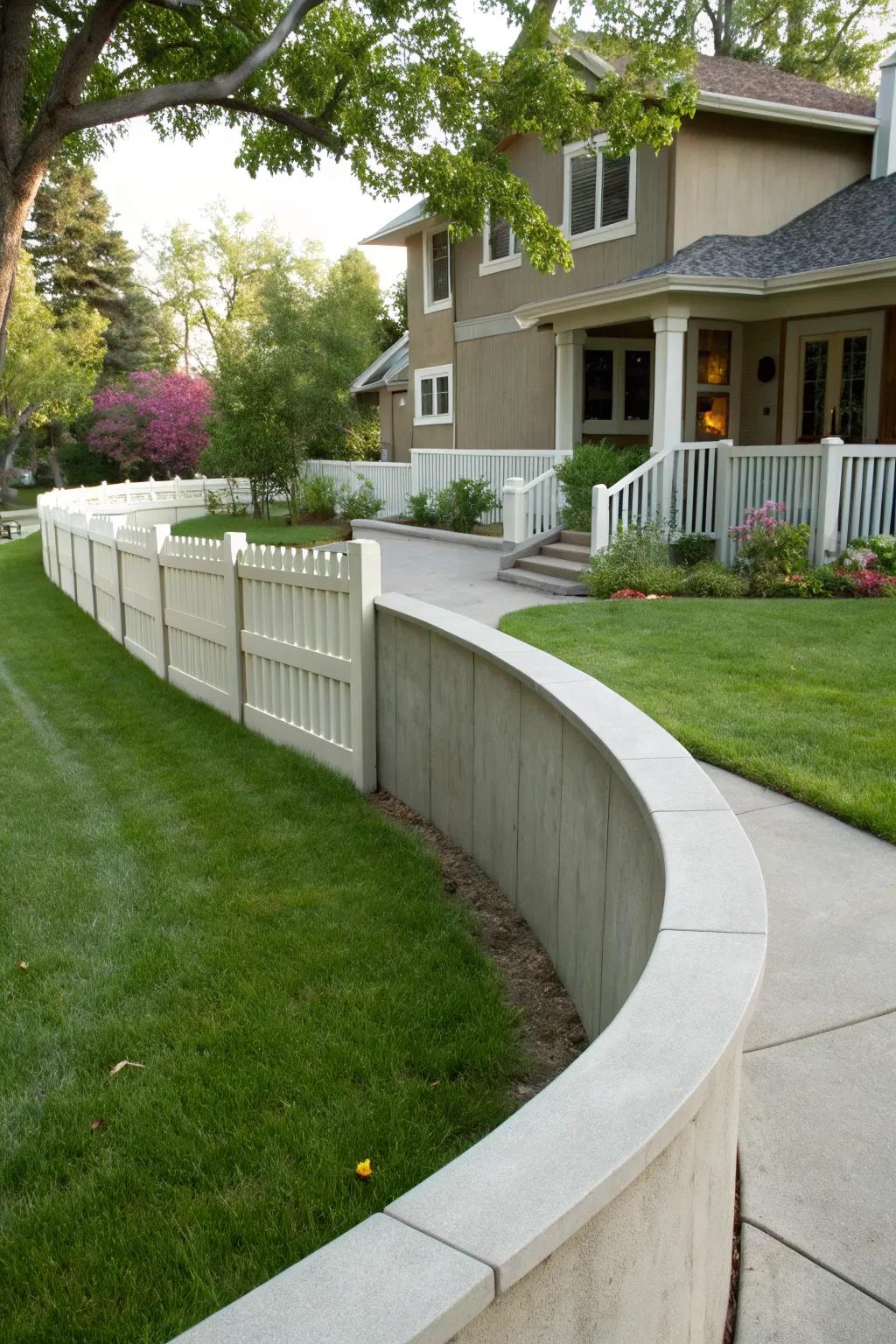 Soft elegance with curved concrete designs.