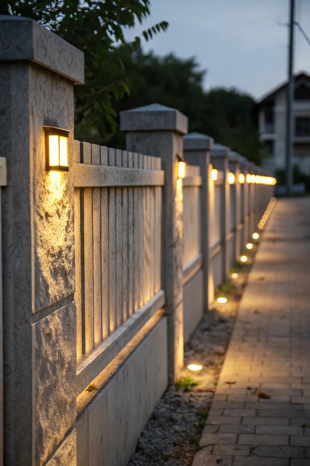 Illuminate your space with integrated fence lighting.