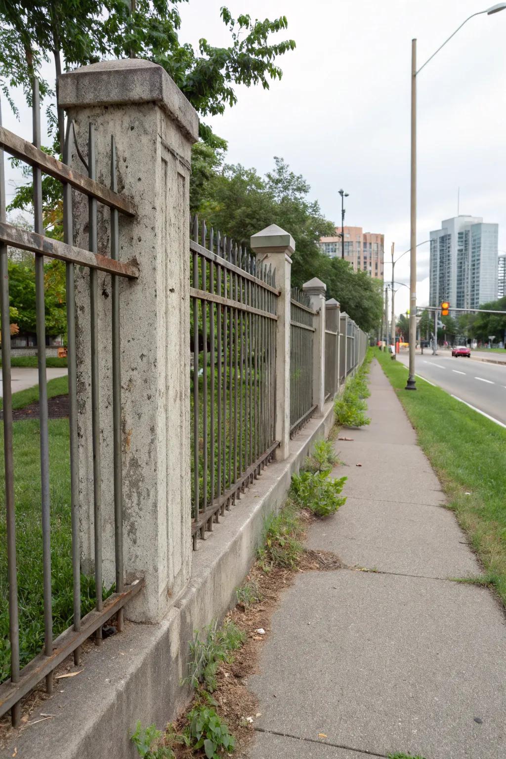 A modern industrial vibe with concrete and metal.