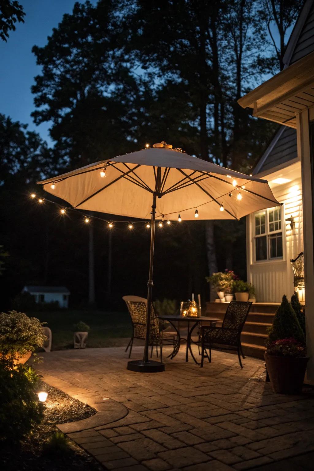 Cozy up with umbrella lighting.