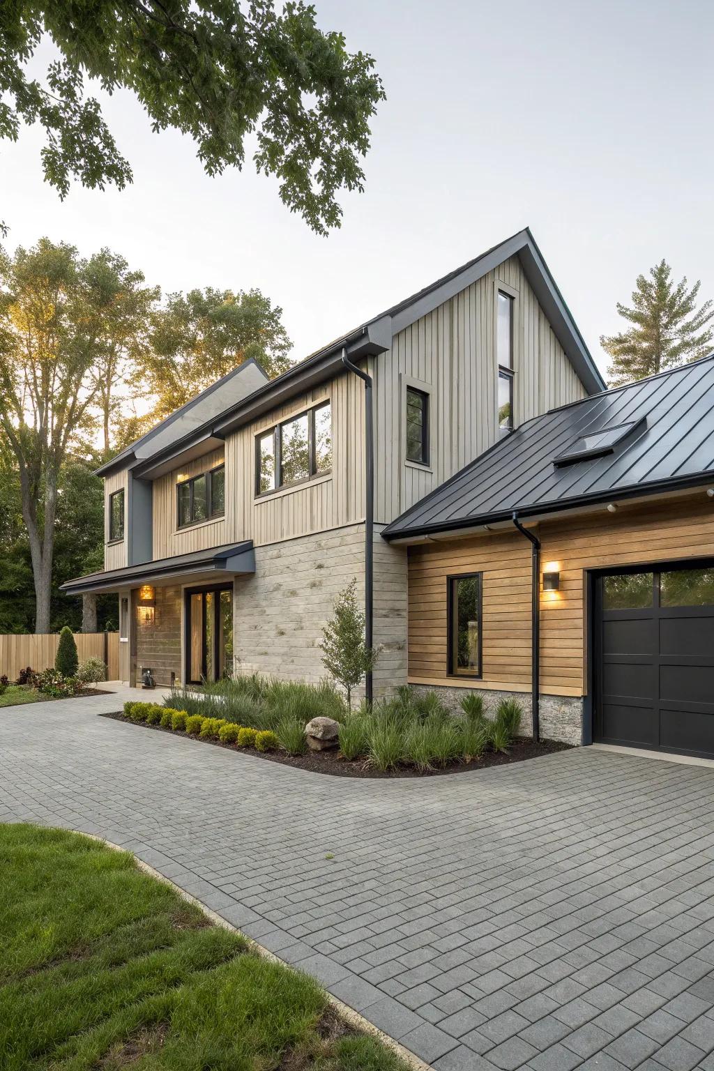 Eco-friendly siding materials adding sustainability and style to a home exterior.