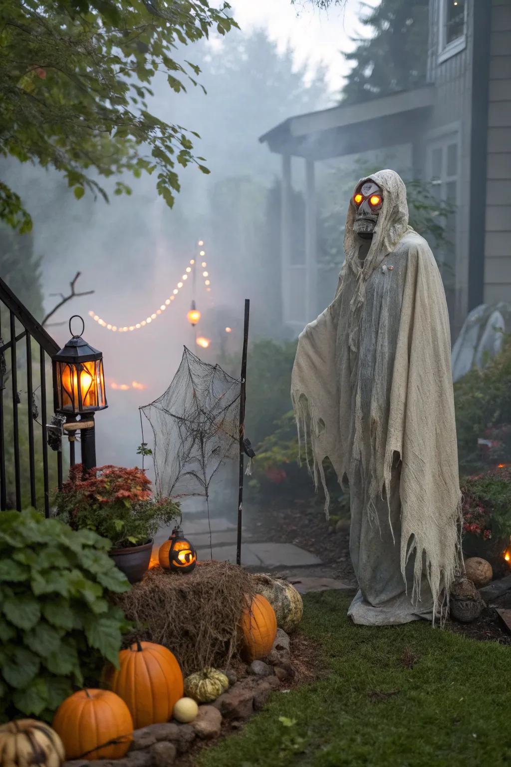A mannequin ready to haunt your Halloween garden.