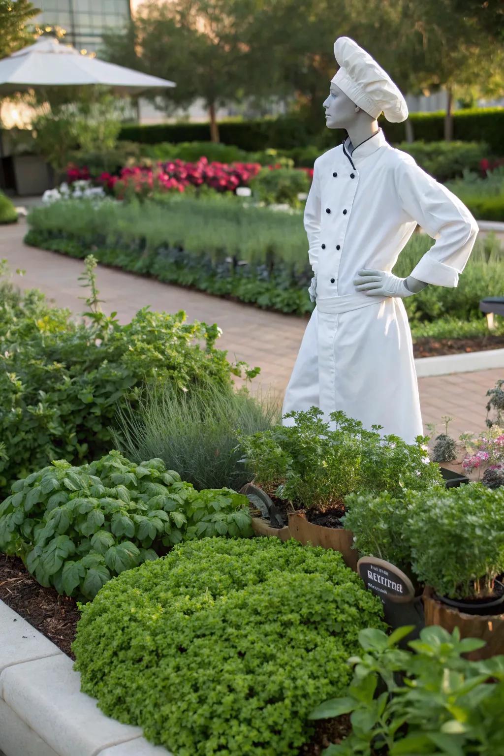 A mannequin as a charming culinary companion.