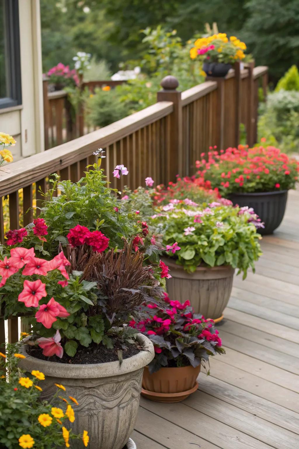 Keep your deck garden fresh with seasonal plantings.