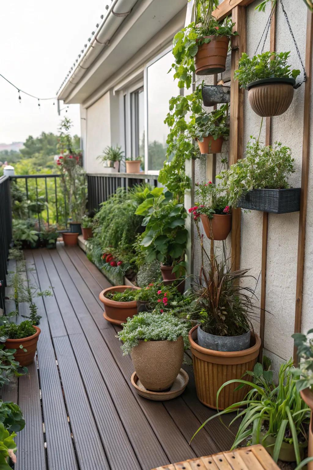 Maximize your deck space with clever plant arrangements.