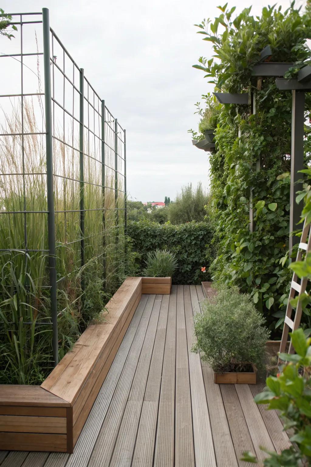 A privacy screen creates a secluded oasis on your deck.