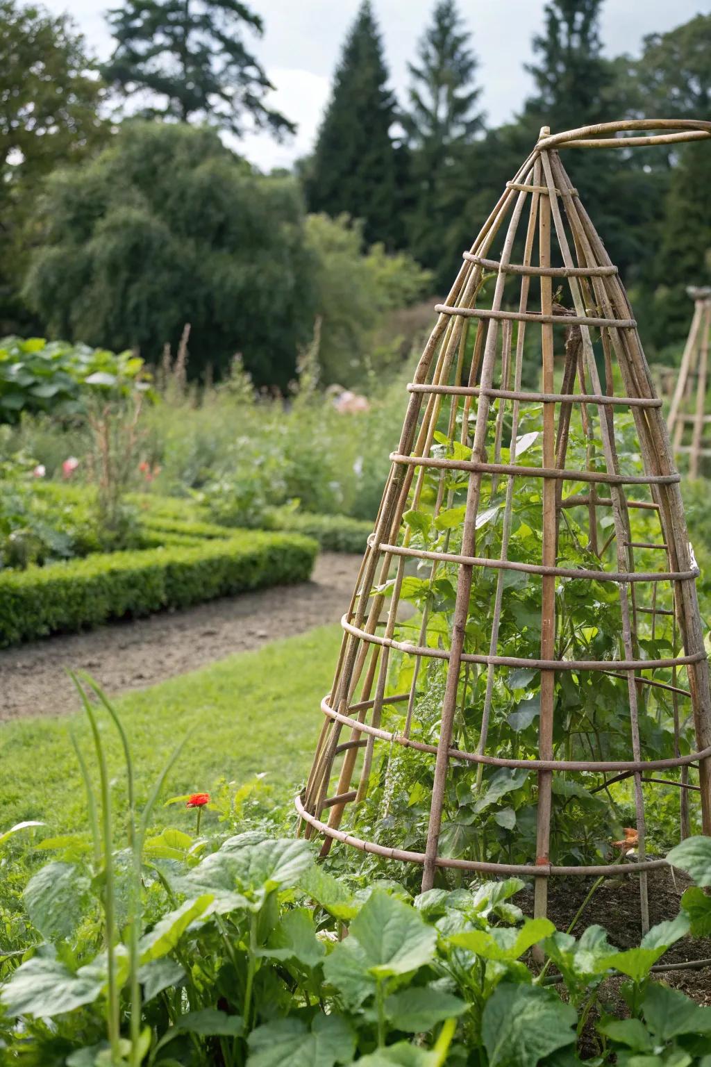 A natural and sustainable bamboo crop cage.