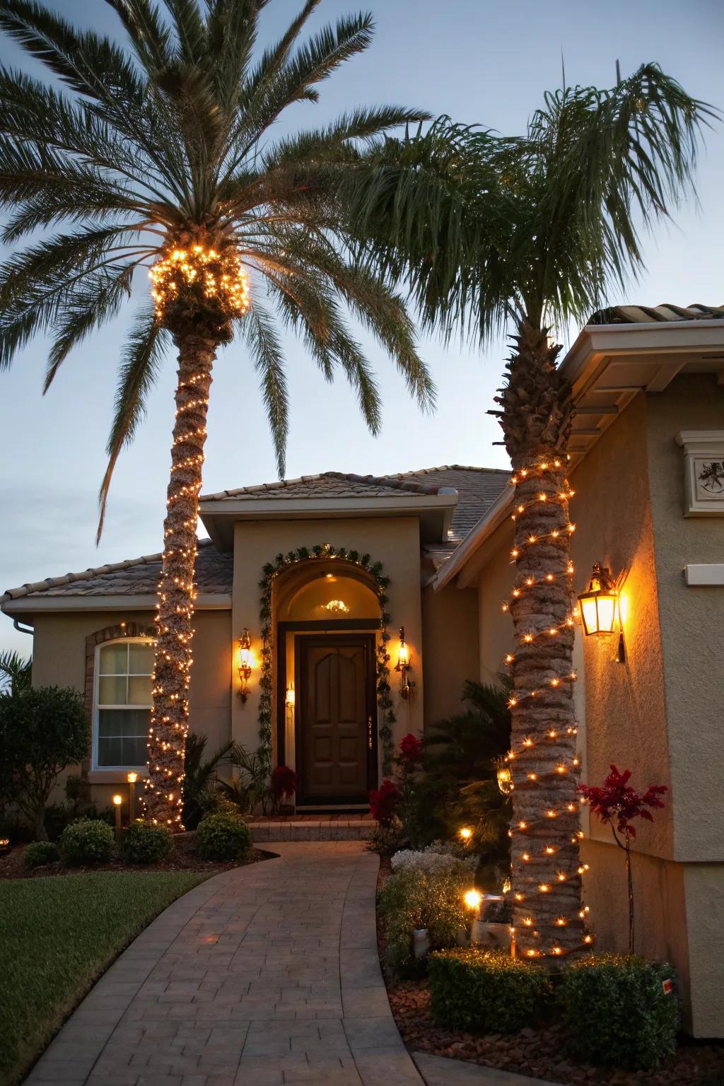 A tropical welcome with Christmas palms.
