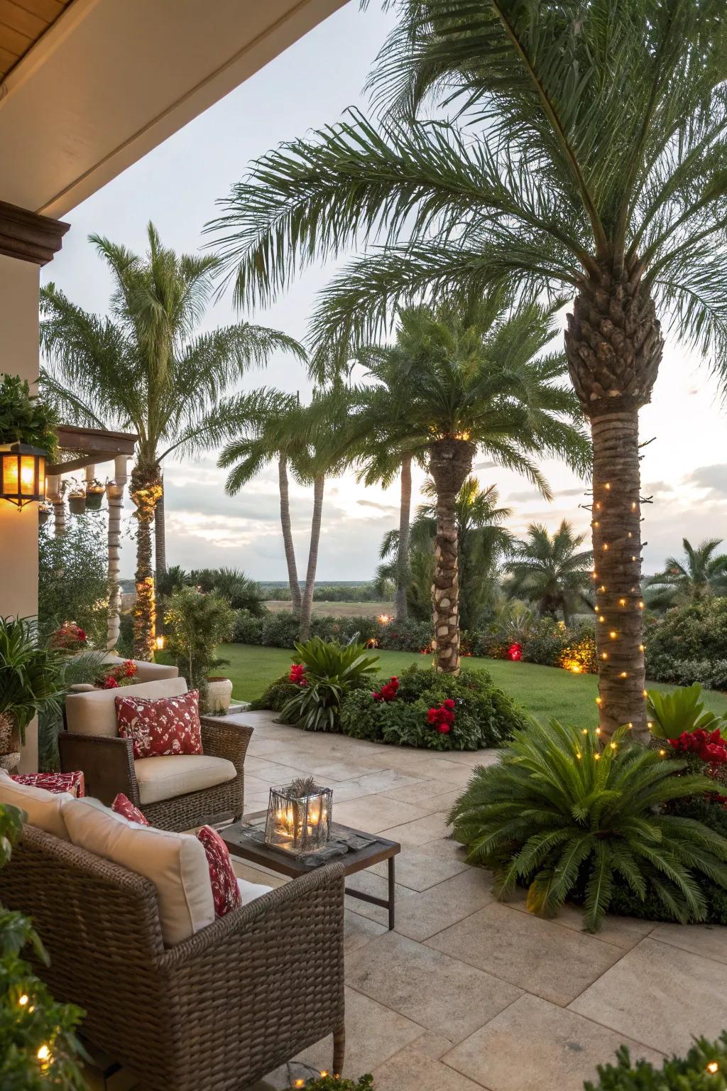 Transform your patio with palm charm.