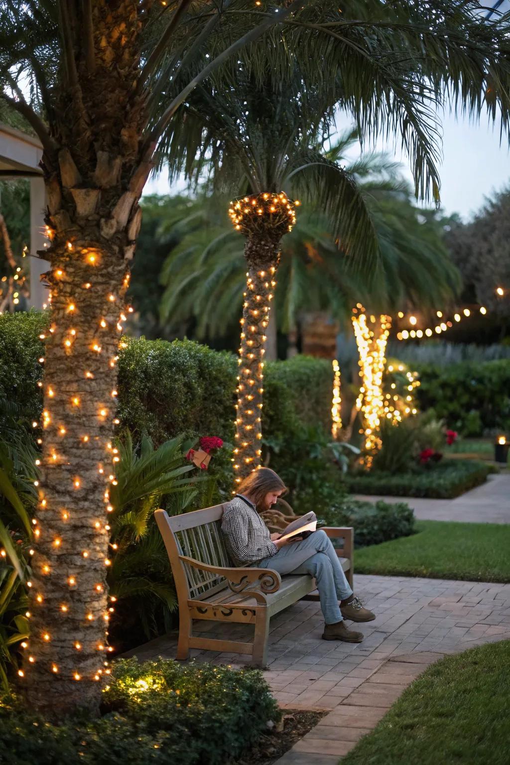 Relax under palms with a book in hand.