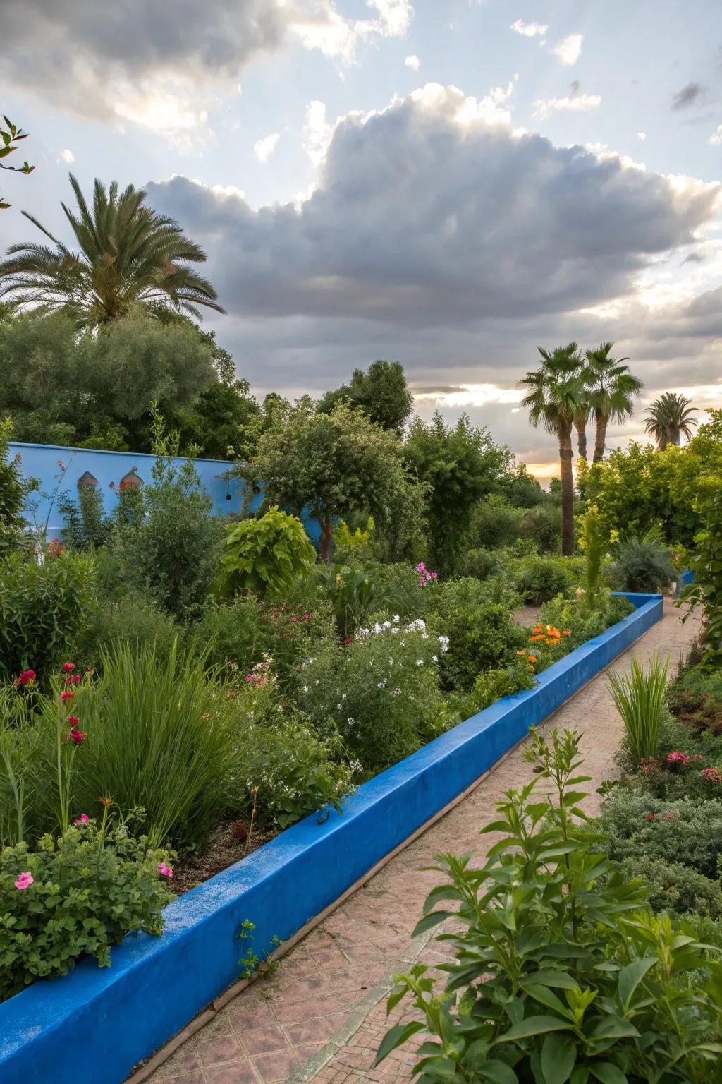 Vibrant colored curbing adds a playful and bold touch to your garden.