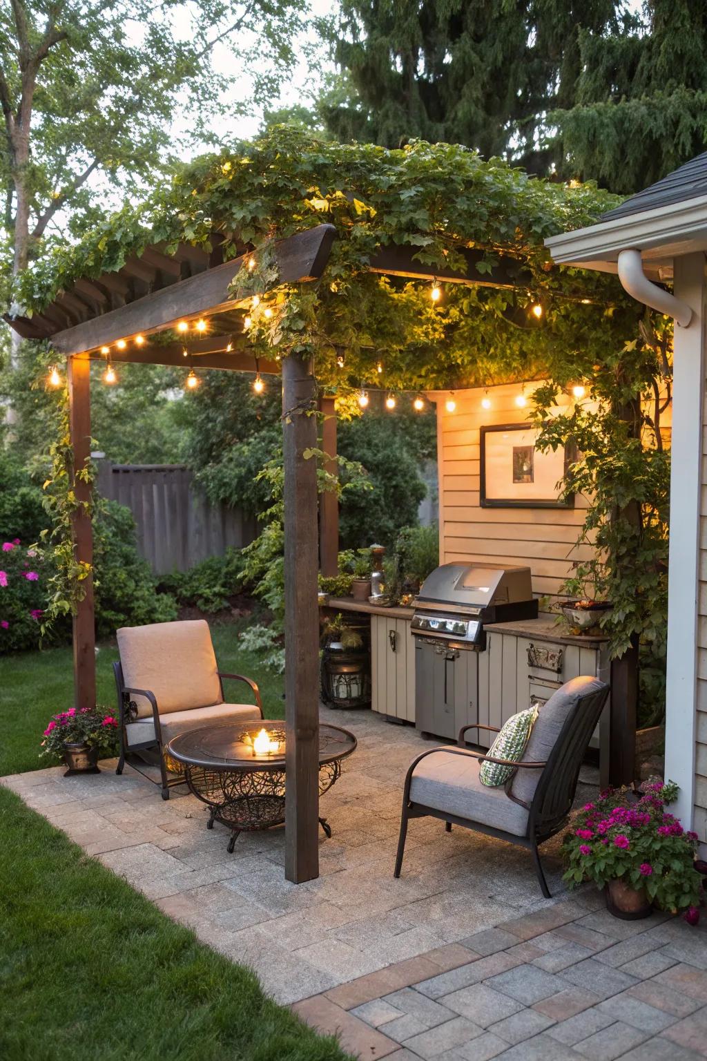 A compact pergola is ideal for small outdoor spaces.