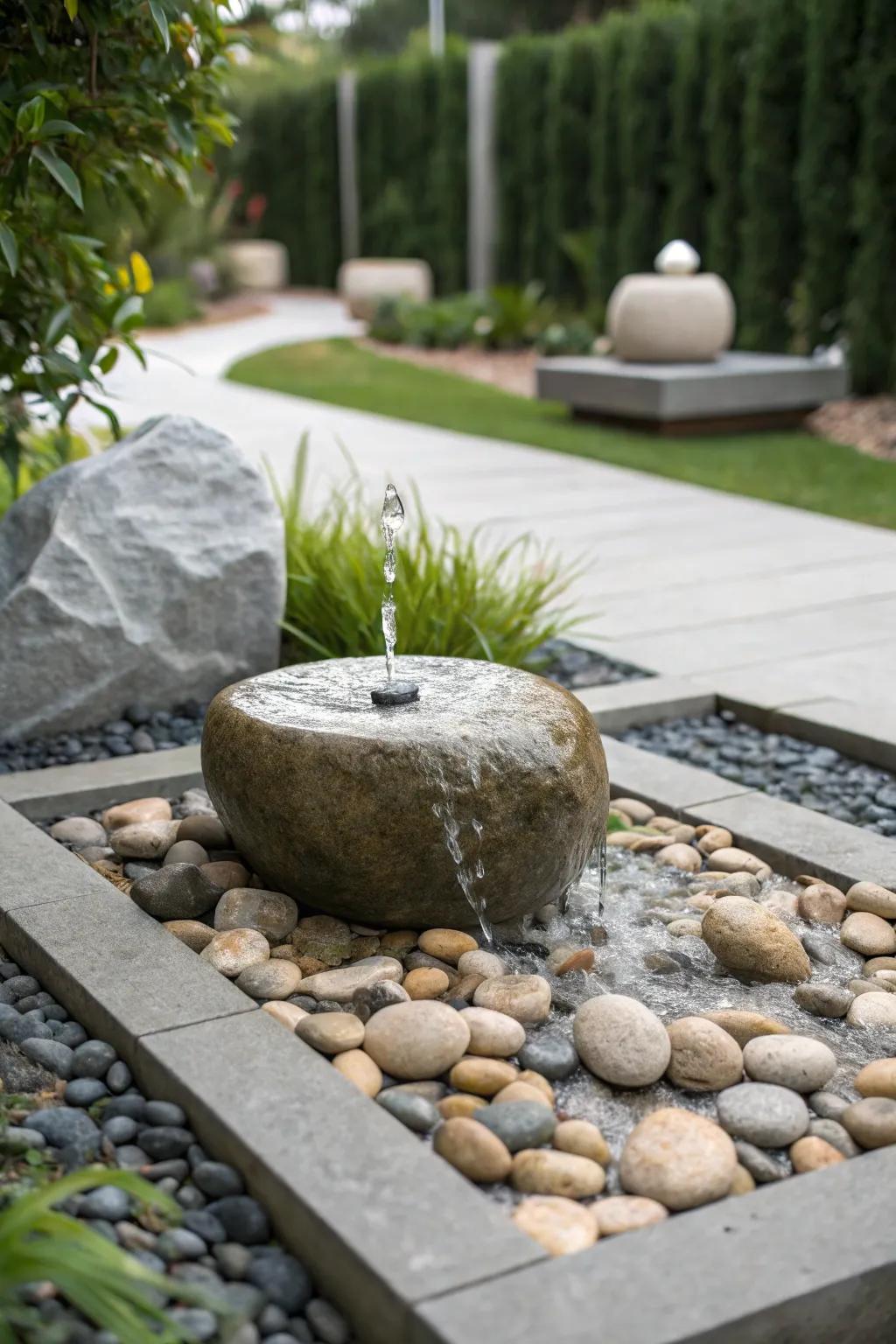 A minimalist approach brings understated elegance to this fountain.