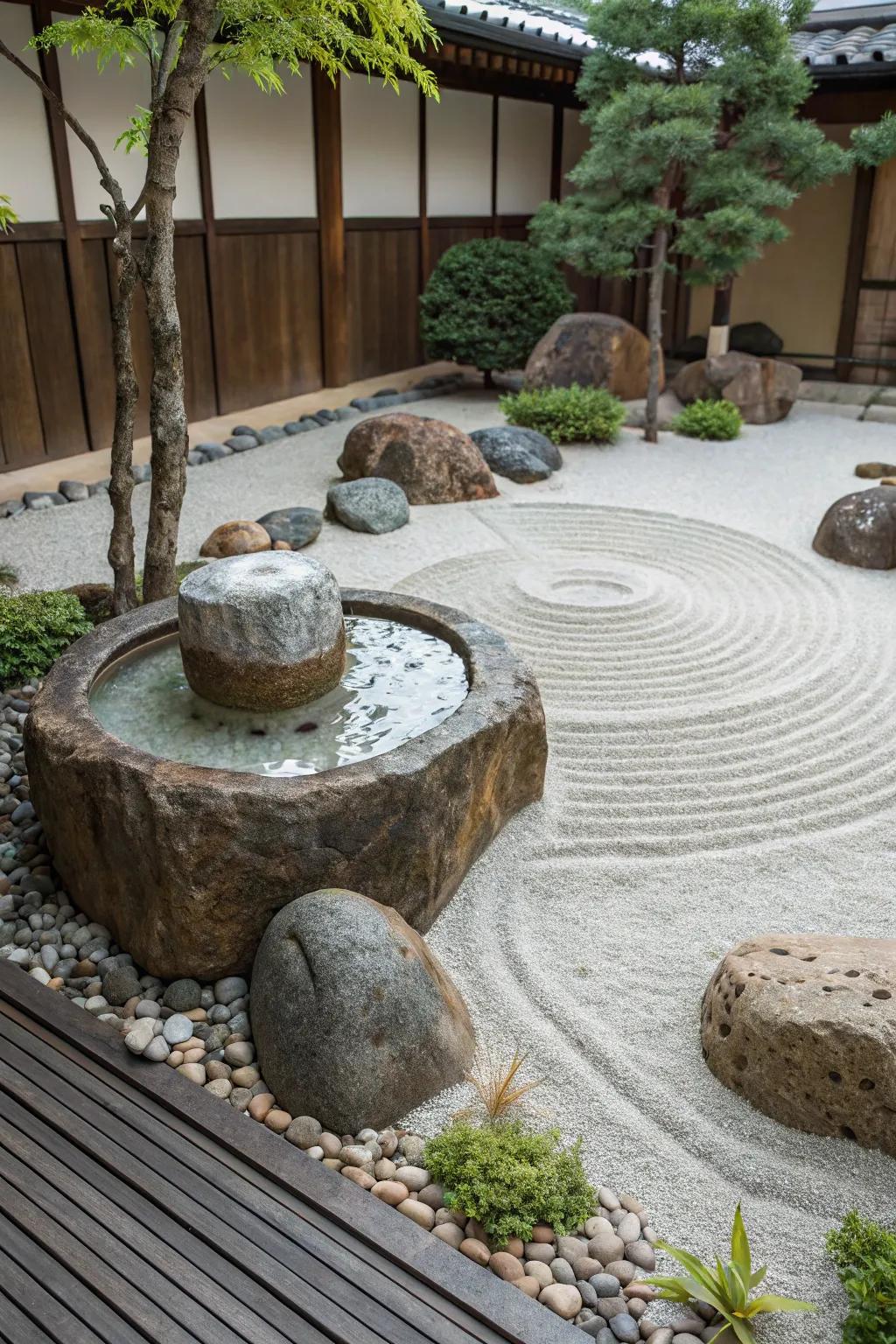 Achieve tranquility with a Zen-inspired boulder fountain.