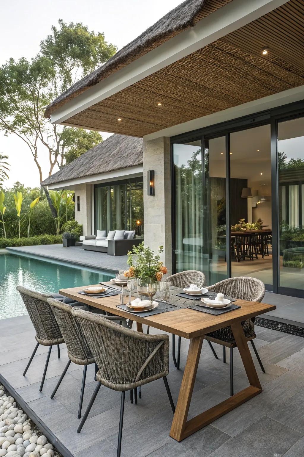 Dine in style with an outdoor dining area.