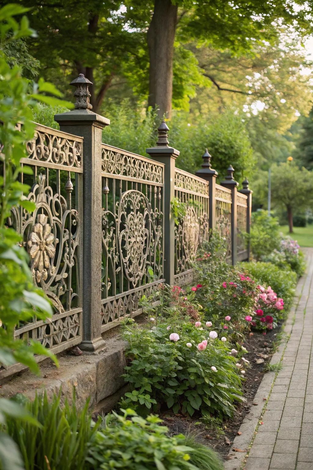 Artistic metal panels add a sophisticated touch to your fence.