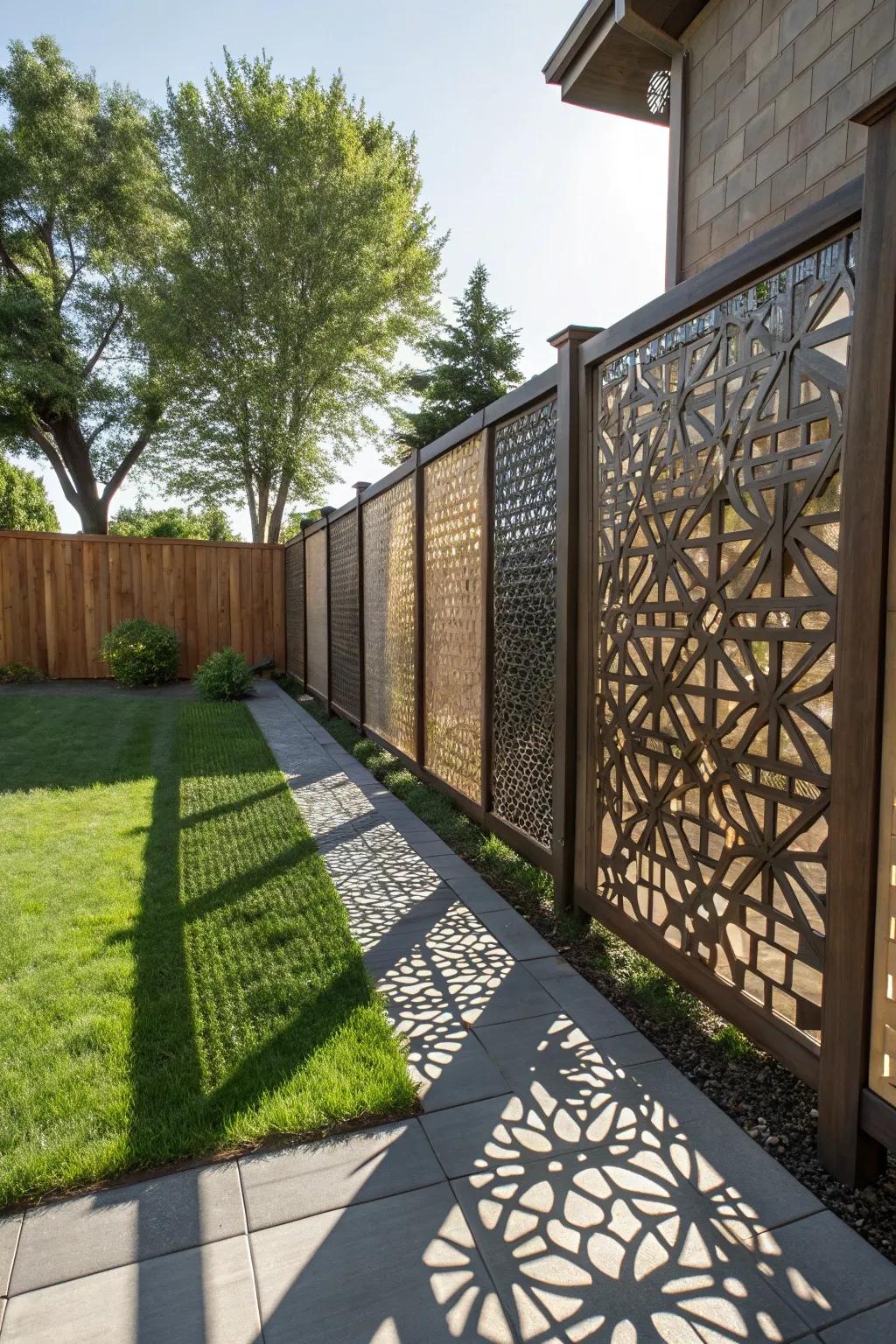 Geometric screens add an artistic touch to your fence.