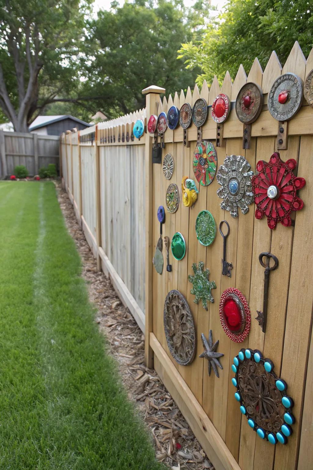 Recycled materials can transform your fence into a unique art statement.
