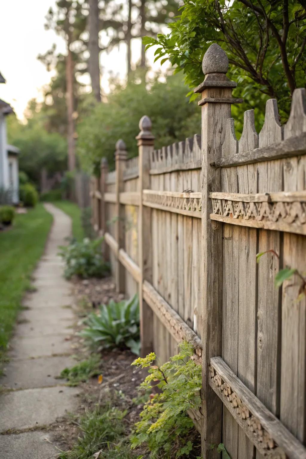 Decorative wooden planks add rustic charm to your fence.