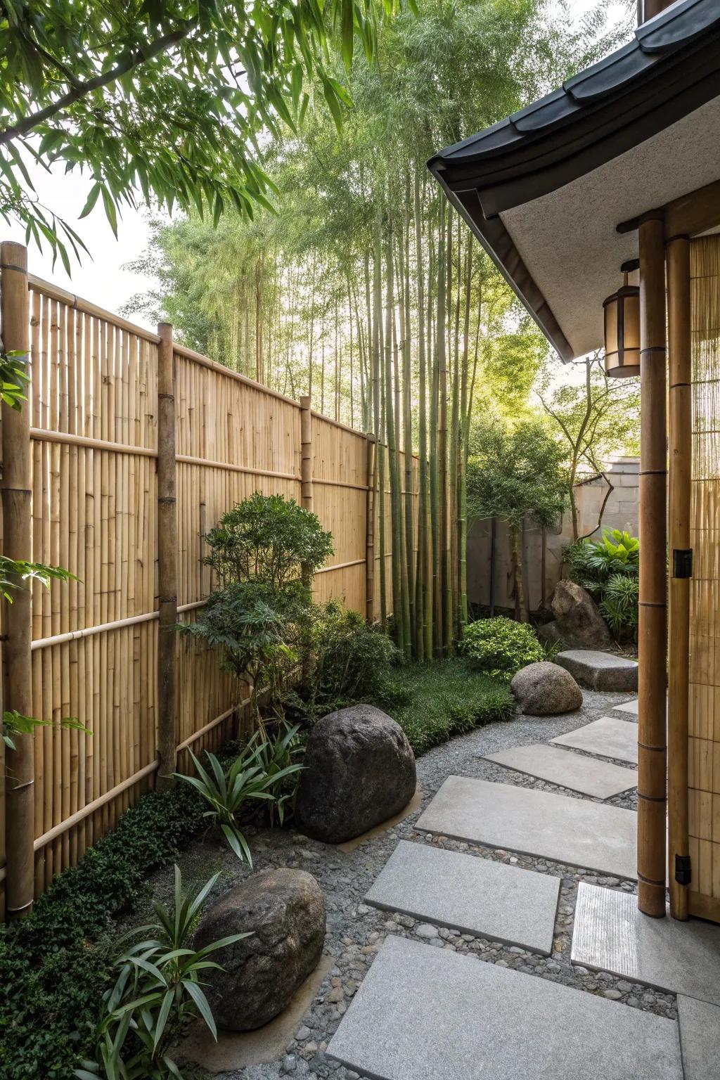 Bamboo fencing adds an exotic, zen-like touch to your backyard.