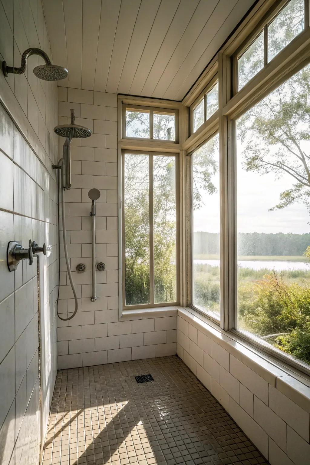 A shower haven bathed in natural light.
