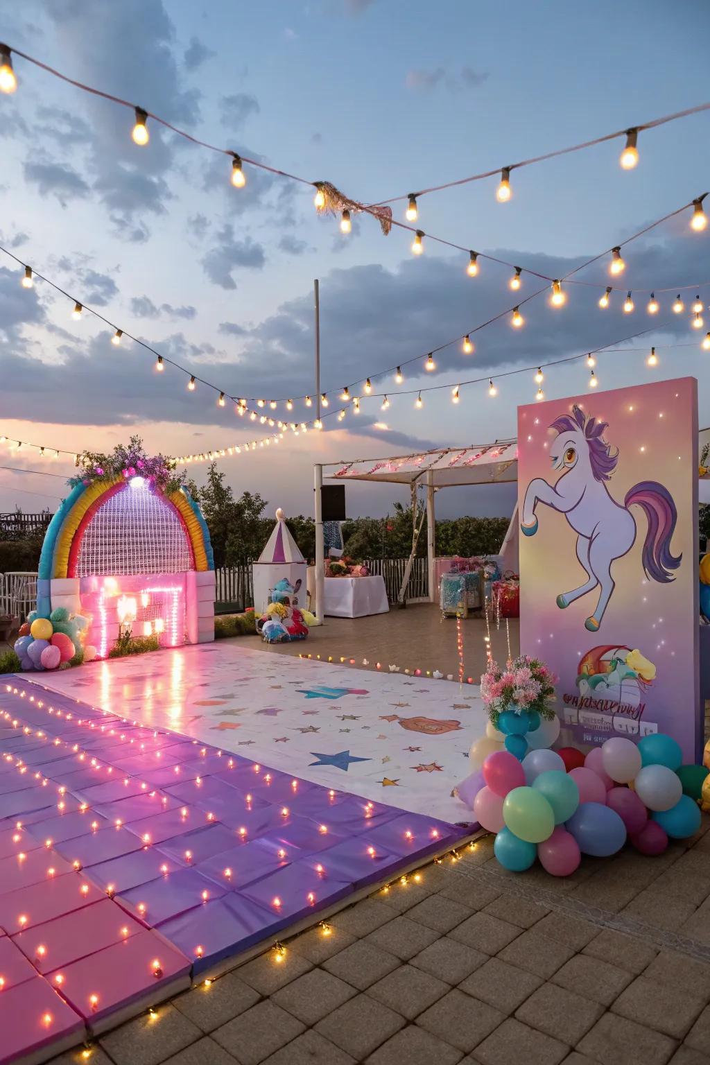 A unicorn-themed dance party ends the day on a high note.