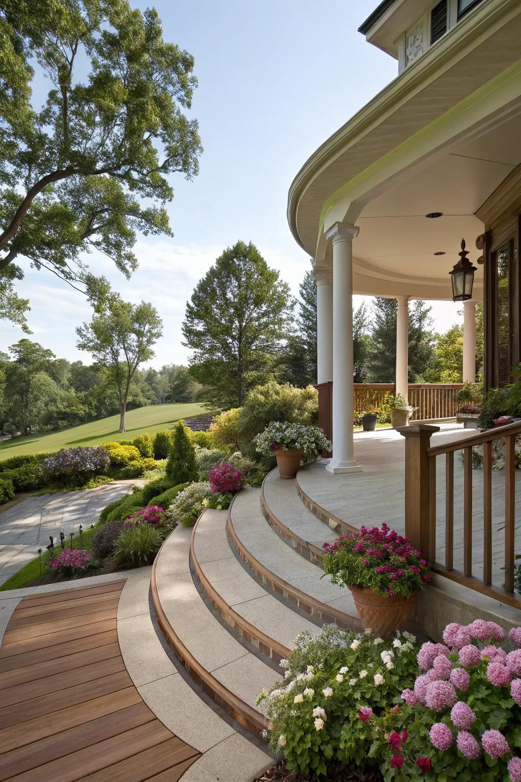 Curved steps bring elegance and flow to your porch.