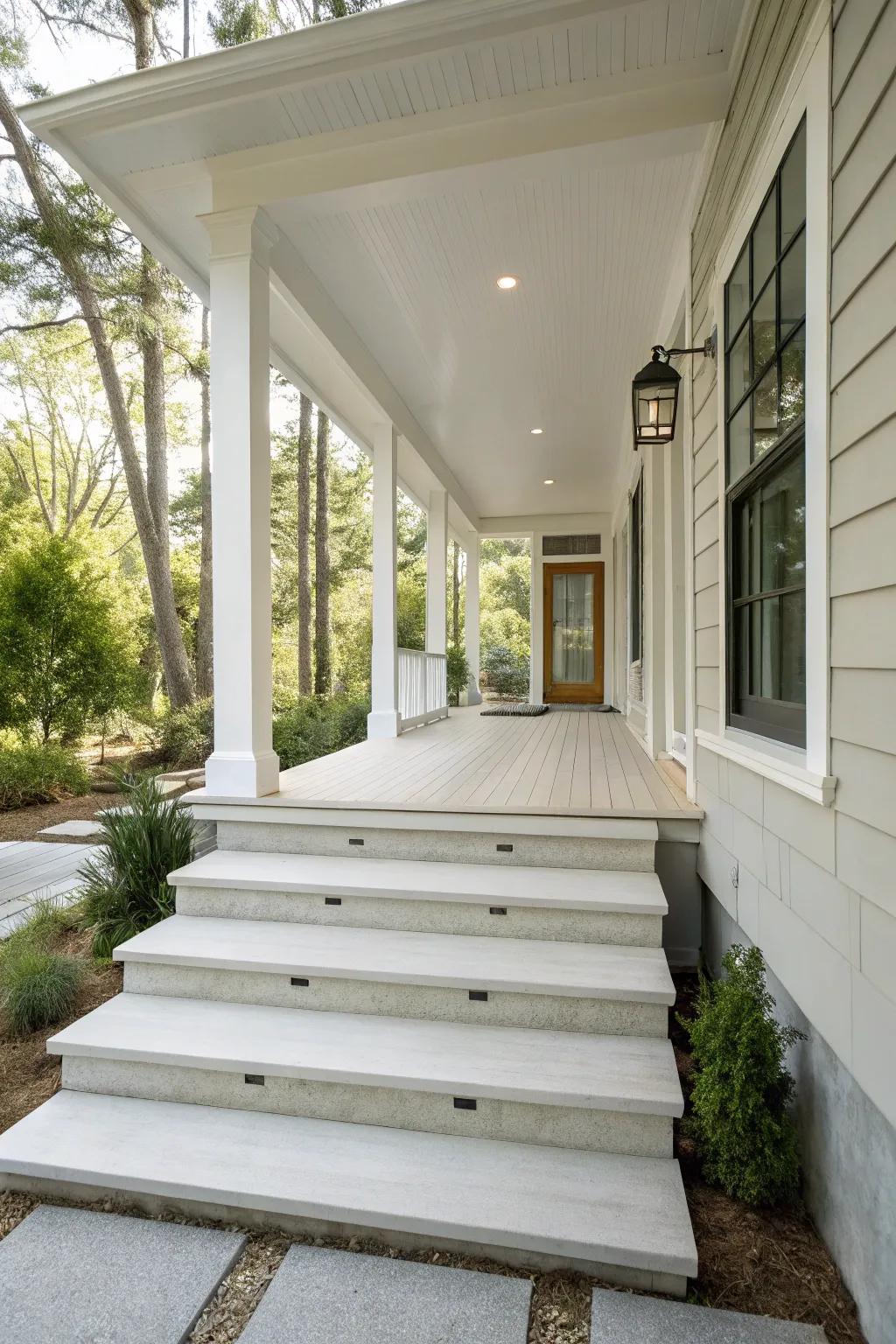 Floating steps offer a modern, airy feel.