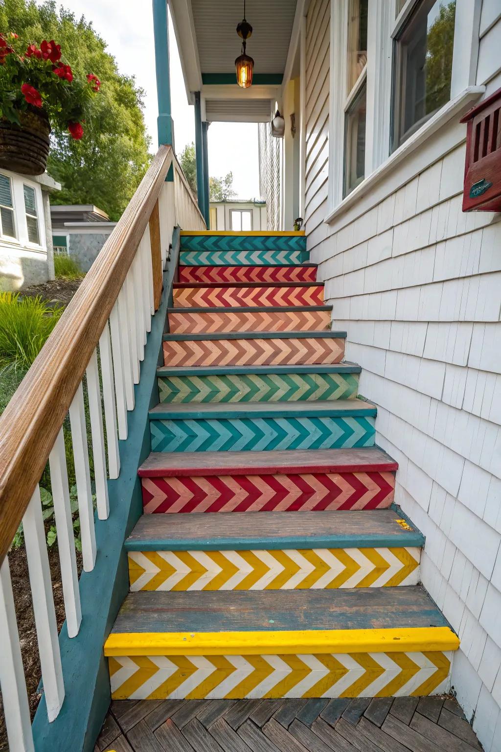 Add visual interest with patterned steps.