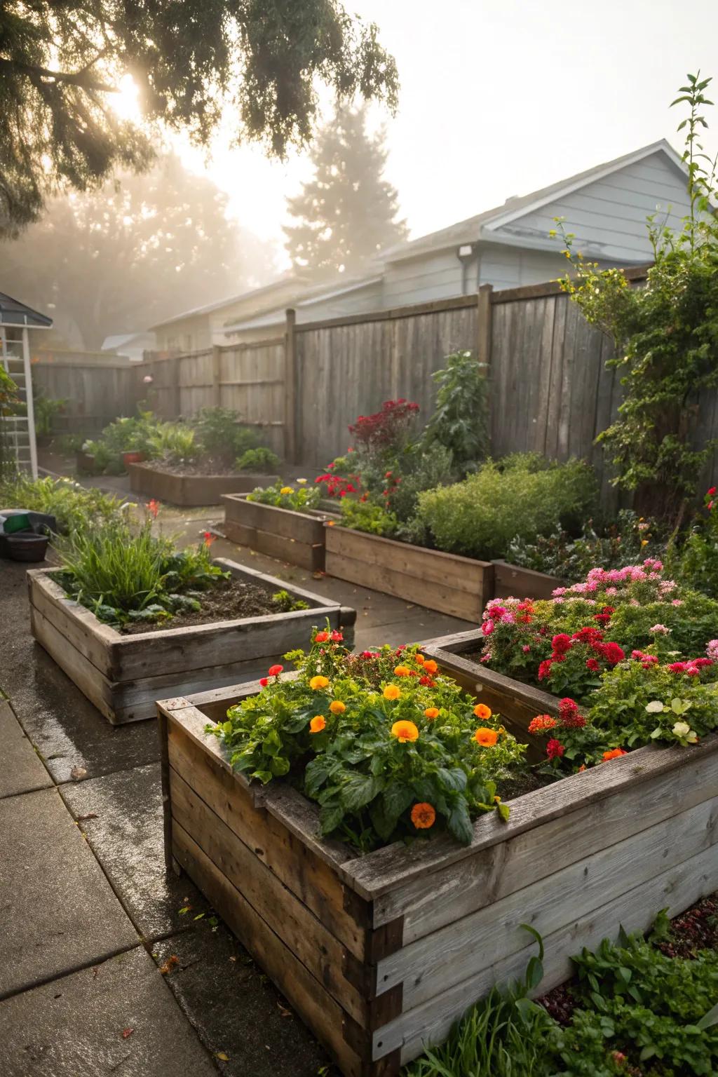 Raised beds elevate your plants, keeping them safe from saturated soil.