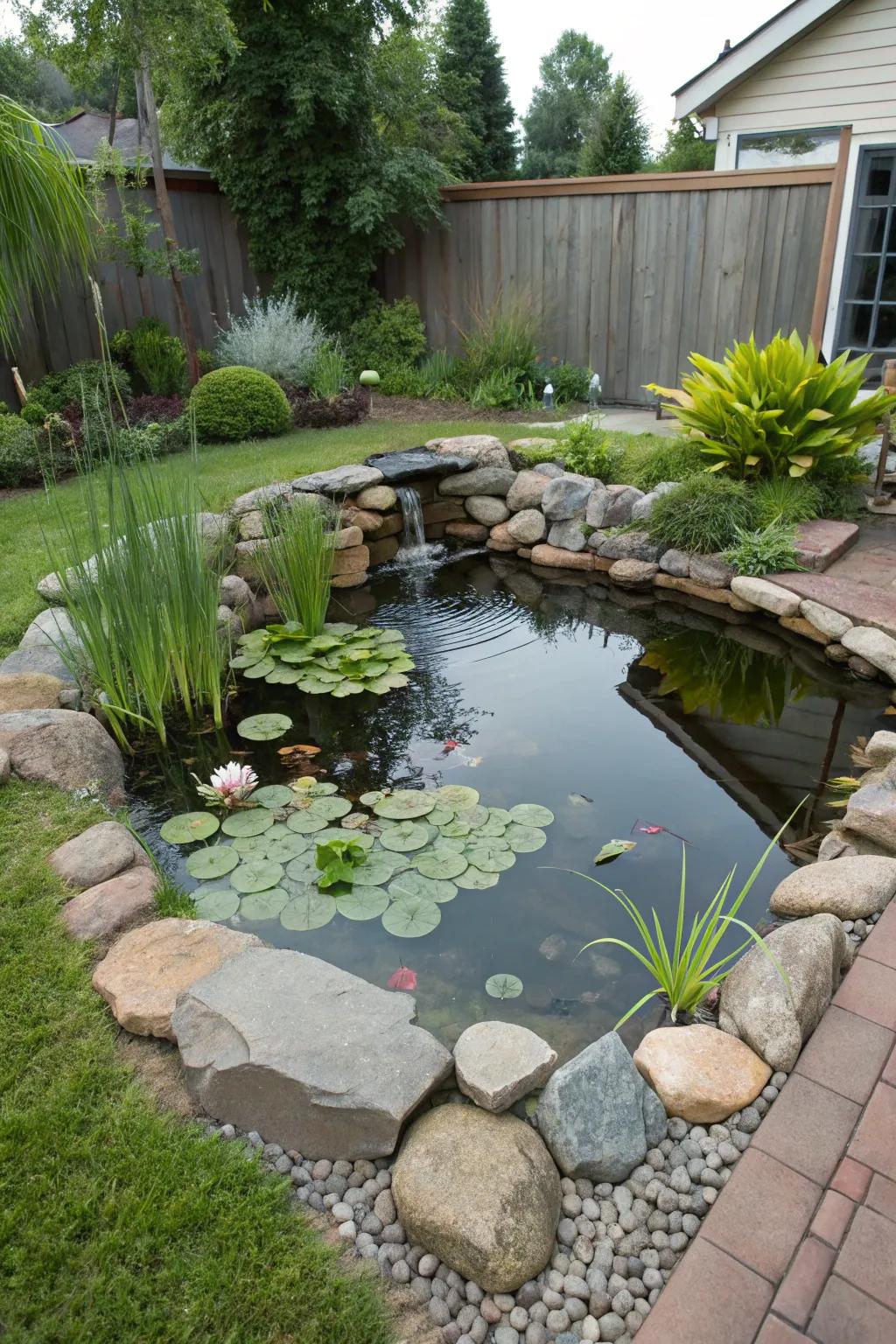 A pond turns excess water into an enchanting garden feature.