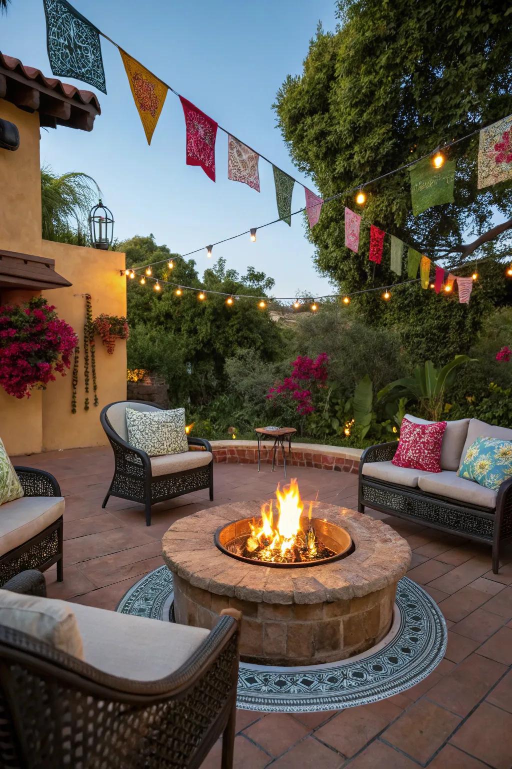 Create a cozy gathering spot with an outdoor fire pit.