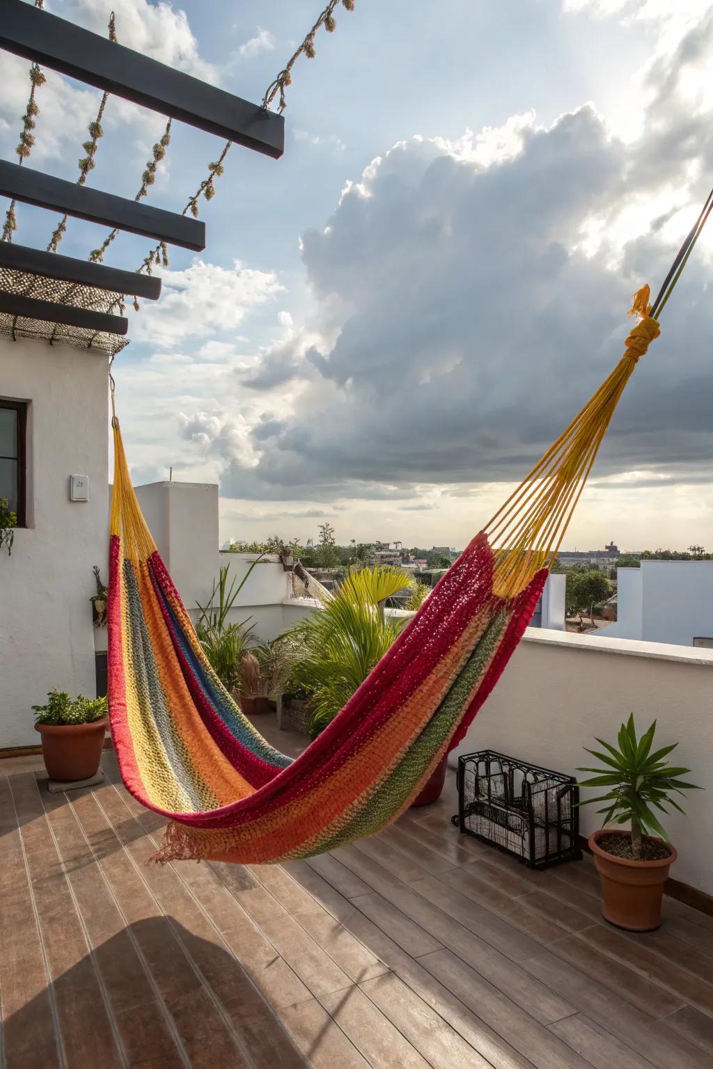 Relax in style with hammock lounging.