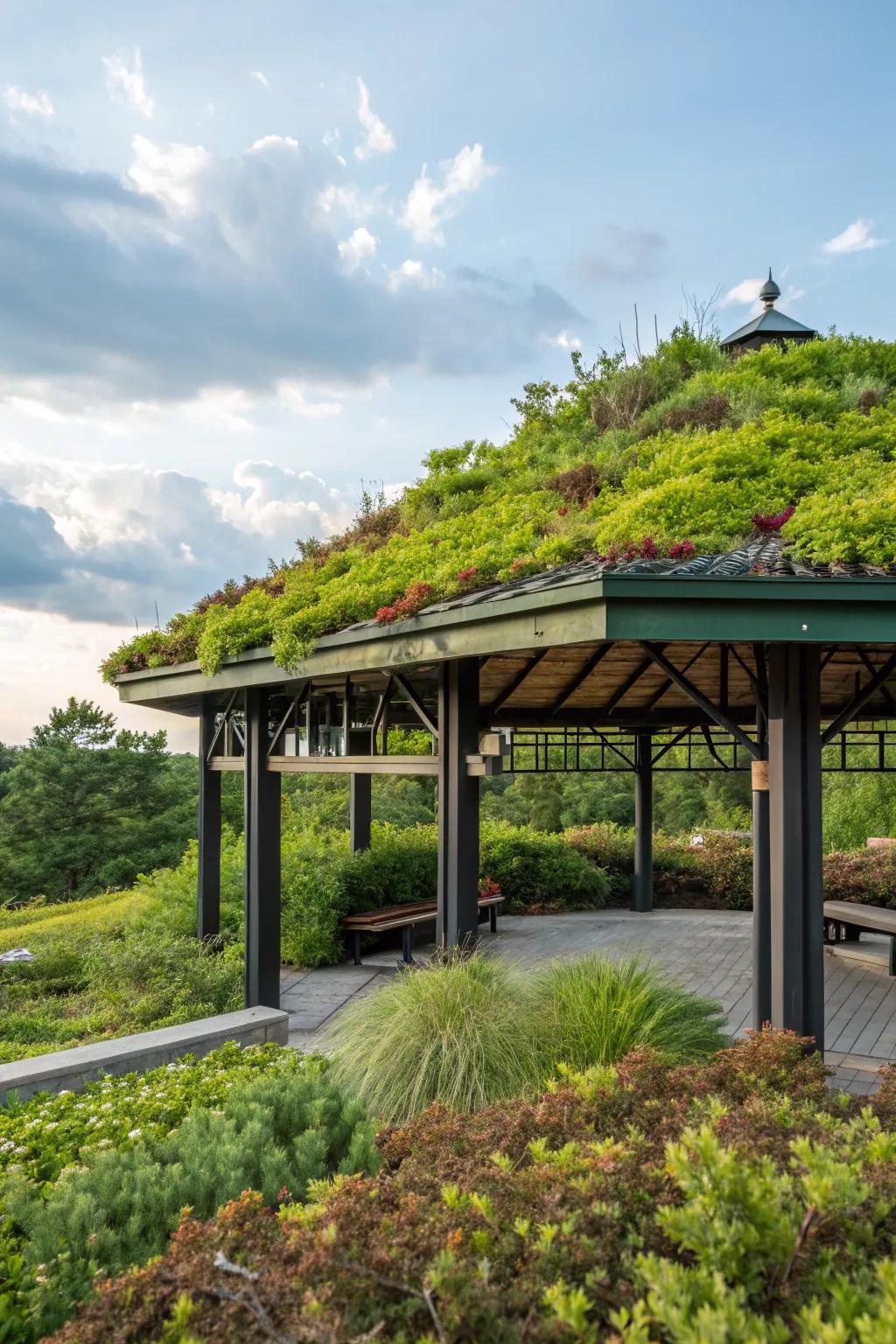 A living roof canopy offers a unique blend of beauty and function.