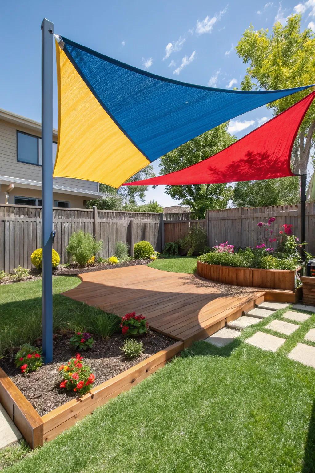 Sail shades offer stylish and effective sun protection.