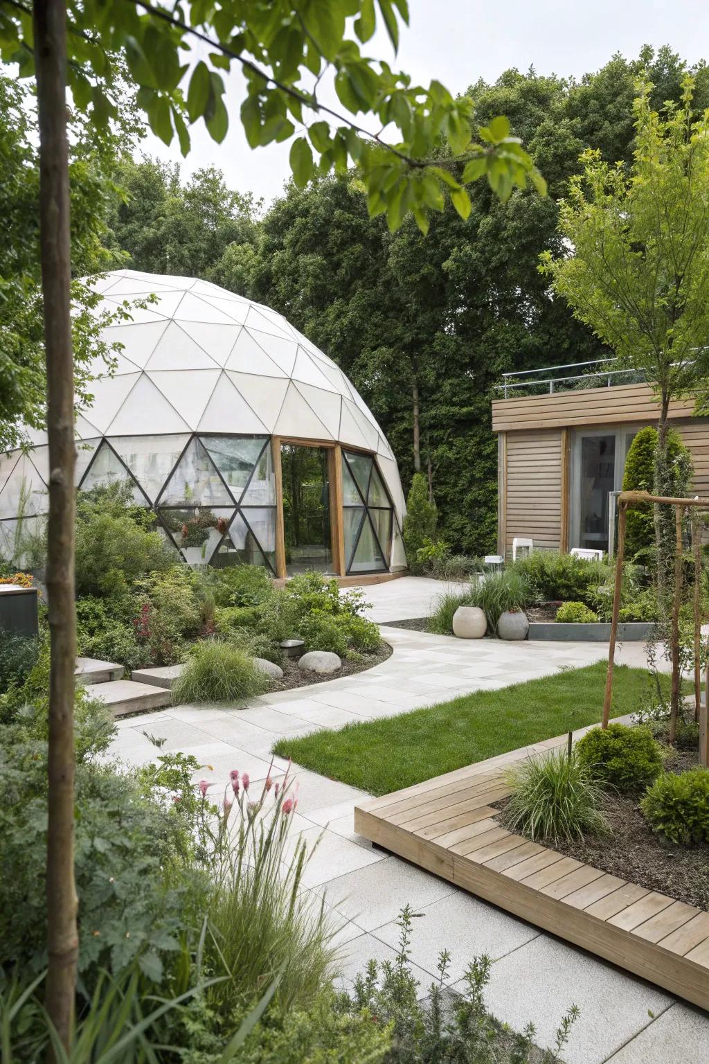Geodesic domes provide a modern and striking canopy option.
